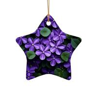 WZYCWB This Star Shape ceramic Christmas tree Violets in Bloom printed with a pattern is perfect for winter Christmas party and home decor.