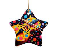 WZYCWB This Star Shape ceramic Christmas tree Violin Background printed with a pattern is perfect for winter Christmas party and home decor.