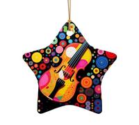 WZYCWB This Star Shape ceramic Christmas tree Violin Polka Dot Chart printed with a pattern is perfect for winter Christmas party and home decor.