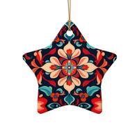 WZYCWB This Star Shape ceramic Christmas tree Visual Impact Petals printed with a pattern is perfect for winter Christmas party and home decor.