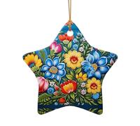 WZYCWB This Star Shape ceramic Christmas tree Vivid floral patterns printed with a pattern is perfect for winter Christmas party and home decor.