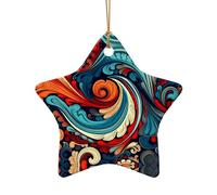 WZYCWB This Star Shape ceramic Christmas tree Vivid Patterns printed with a pattern is perfect for winter Christmas party and home decor.