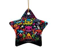 WZYCWB This Star Shape ceramic Christmas tree Wacky dolls. printed with a pattern is perfect for winter Christmas party and home decor.