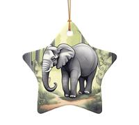 WZYCWB This Star Shape ceramic Christmas tree Walking elephant printed with a pattern is perfect for winter Christmas party and home decor.