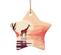 WZYCWB This Star Shape ceramic Christmas tree Walking Giraffe printed with a pattern is perfect for winter Christmas party and home decor.