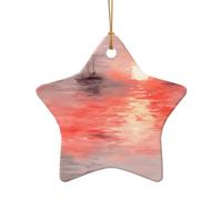 WZYCWB This Star Shape ceramic Christmas tree watercolor cruise printed with a pattern is perfect for winter Christmas party and home decor.