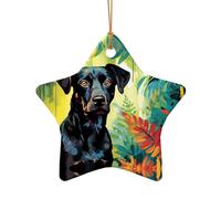 WZYCWB This Star Shape ceramic Christmas tree watercolor dog printed with a pattern is perfect for winter Christmas party and home decor.