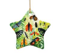 WZYCWB This Star Shape ceramic Christmas tree Watercolor Insects printed with a pattern is perfect for winter Christmas party and home decor.
