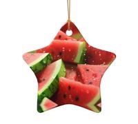WZYCWB This Star Shape ceramic Christmas tree Watermelon with drops printed with a pattern is perfect for winter Christmas party and home decor.