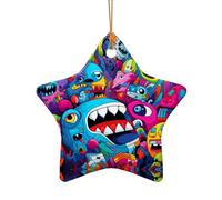 WZYCWB This Star Shape ceramic Christmas tree Weird Animals printed with a pattern is perfect for winter Christmas party and home decor.