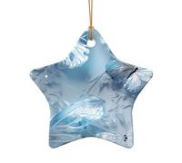 WZYCWB This Star Shape ceramic Christmas tree White Crystal Butterflies printed with a pattern is perfect for winter Christmas party and home decor.