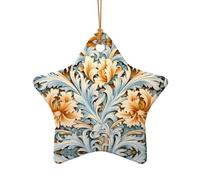 WZYCWB This Star Shape ceramic Christmas tree White-orange pattern printed with a pattern is perfect for winter Christmas party and home decor.