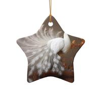 WZYCWB This Star Shape ceramic Christmas tree White peacock with open screen printed with a pattern is perfect for winter Christmas party and home decor.