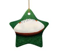 WZYCWB This Star Shape ceramic Christmas tree White Rugby Ball printed with a pattern is perfect for winter Christmas party and home decor.
