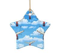 WZYCWB This Star Shape ceramic Christmas tree Wings in the sky printed with a pattern is perfect for winter Christmas party and home decor.