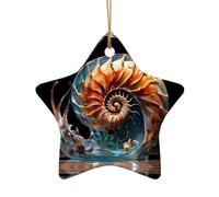 WZYCWB This Star Shape ceramic Christmas tree Wonderful Conch printed with a pattern is perfect for winter Christmas party and home decor.