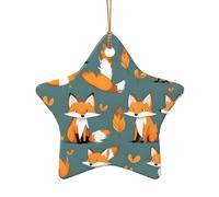 WZYCWB This Star Shape ceramic Christmas tree Yellow fox printed with a pattern is perfect for winter Christmas party and home decor.