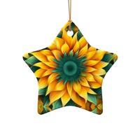 WZYCWB This Star Shape ceramic Christmas tree yellow-green sunflower printed with a pattern is perfect for winter Christmas party and home decor.