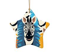 WZYCWB This Star Shape ceramic Christmas tree zebra head printed with a pattern is perfect for winter Christmas party and home decor.