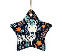 WZYCWB This Star Shape ceramic Christmas tree zebra motif printed with a pattern is perfect for winter Christmas party and home decor.