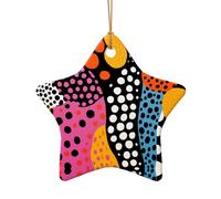 WZYCWB This Star Shape ceramic Christmas tree Zebra Polka Dot printed with a pattern is perfect for winter Christmas party and home decor.
