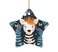 WZYCWB This Star Shape ceramic Christmas tree zebra print printed with a pattern is perfect for winter Christmas party and home decor.