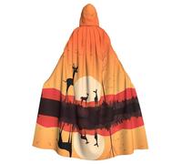 WZYCWB Three deer at sunset Patterned Hooded Cape - Ideal Costume for Carnival/Festival Party Cosplay