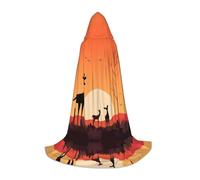 WZYCWB Three deer at sunset Printed Hooded Cape | Cosplay Costume, Halloween Anime Party Prop - Large