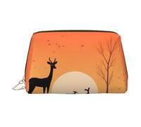 WZYCWB Three Deer at Sunset Printed Leather Cosmetic Bag - Stylish and Portable Cosmetic Storage Bag