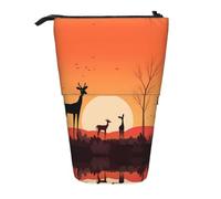 WZYCWB Three Deer at Sunset Printed Retractable Pen Holder Suitable for use as a Simple Cosmetic Bag, Wallet, etc.