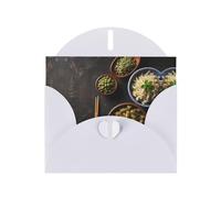 WZYCWB Three Meals a Day Printed White Pearlescent Paper Holiday Card with Envelope. Suitable for birthday wishes wedding congratulations and condolences.
