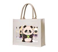 WZYCWB Three pandas Printed three-dimensional canvas tote bag suitable for travel, work, fitness, camping and beach carrying