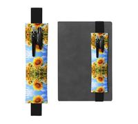 WZYCWB Thriving Sunflower Printed Large-Capacity PVC Pen Holder + Creative Diary Pen Bag Set with Elastic Band Anti-Slip Design