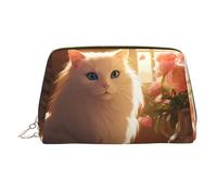 WZYCWB Tibetan Long-haired cat Printed Leather Cosmetic Bag - Stylish and Portable Cosmetic Storage Bag