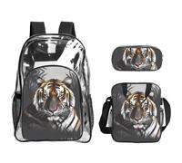WZYCWB Tiger at rest Printed backpack set | Lunch bag and pencil case | Perfect for work, business trips, and vacations.