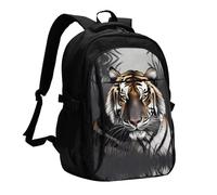 WZYCWB Tiger at rest Printed laptop backpack, business men's commuter backpack, computer bag with USB port charging