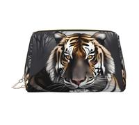 WZYCWB Tiger at Rest Printed Leather Cosmetic Bag for Women - Stylish and Soft, Durable