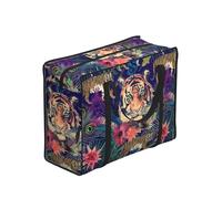 WZYCWB Tiger Floral Print Portable Shopping Storage Bag for Adults, 48.7L, Polyester, Zippered Tote, 53x40x23 cm, Foldable with Reinforced Handles