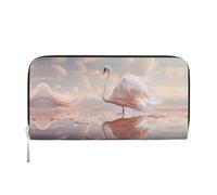 WZYCWB Tiny pet pig Leather clutch bags zipper wallets and card holders are perfect for travel or daily use, The White Swan., One Size