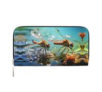 WZYCWB Tiny pet pig Leather clutch bags zipper wallets and card holders are perfect for travel or daily use, The Quiet Dragonfly, One Size