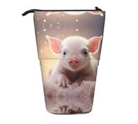 WZYCWB Tiny pet Pig Printed Retractable Pen Holder Suitable for use as a Simple Cosmetic Bag, Wallet, etc.