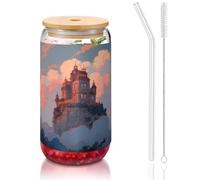 WZYCWB top building Printed bamboo lid glass for hot and cold iced coffee, milk tea, and beer. A stylish water cup.