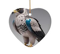 WZYCWB Topological Falcon patterned Heart Shape ceramic pendant, perfect for decorating your home Christmas tree for winter parties