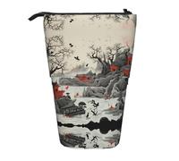 WZYCWB Traditional Landscape Painting Printed Retractable Pen Holder Suitable for use as a Simple Cosmetic Bag, Wallet, etc.