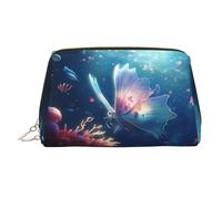 WZYCWB Transparent Butterfly Printed Leather Cosmetic Bag - Stylish and Portable Cosmetic Storage Bag