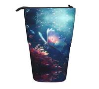 WZYCWB Transparent Butterfly Printed Retractable Pen Holder Suitable for use as a Simple Cosmetic Bag, Wallet, etc.