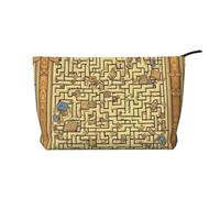 WZYCWB Treasure Maze Corduroy cosmetic bag, women's portable zipper handbag purse, suitable for travel and daily storage, cosmetics