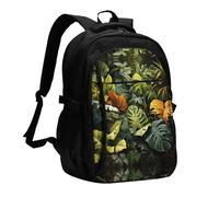 WZYCWB Tropical Rainforest Palm Leaves Printed laptop backpack, business men's commuter backpack, computer bag with USB port charging