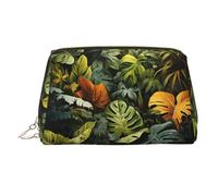 WZYCWB Tropical Rainforest Palm Leaves Printed Leather Cosmetic Bag for Women - Stylish and Soft, Durable
