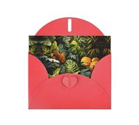 WZYCWB Tropical Rainforest Palm Leaves Red Pattern cards, holiday greeting cards, suitable for family, friends and couples